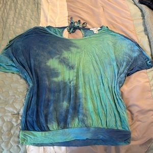 VENUS- blue green tie die top.